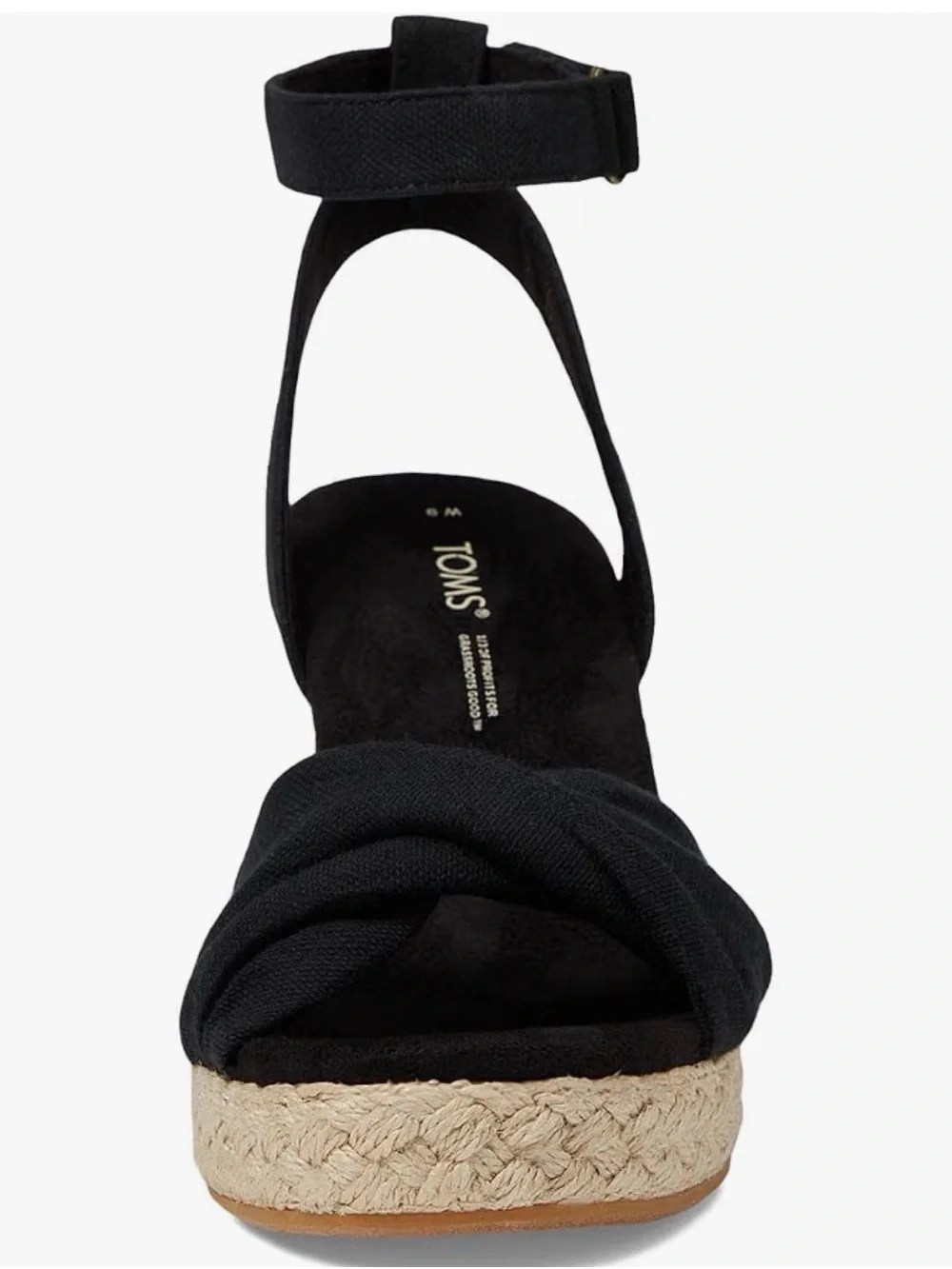 Toms Black Knotted Espadrille Wedge Sandals with Ankle Wrap